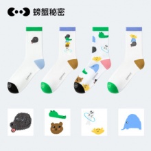 螃蟹秘密 女士中筒袜4双