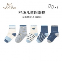 英氏 儿童 春夏款中筒袜5双