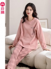 芬腾 女纯棉长袖家居服套装