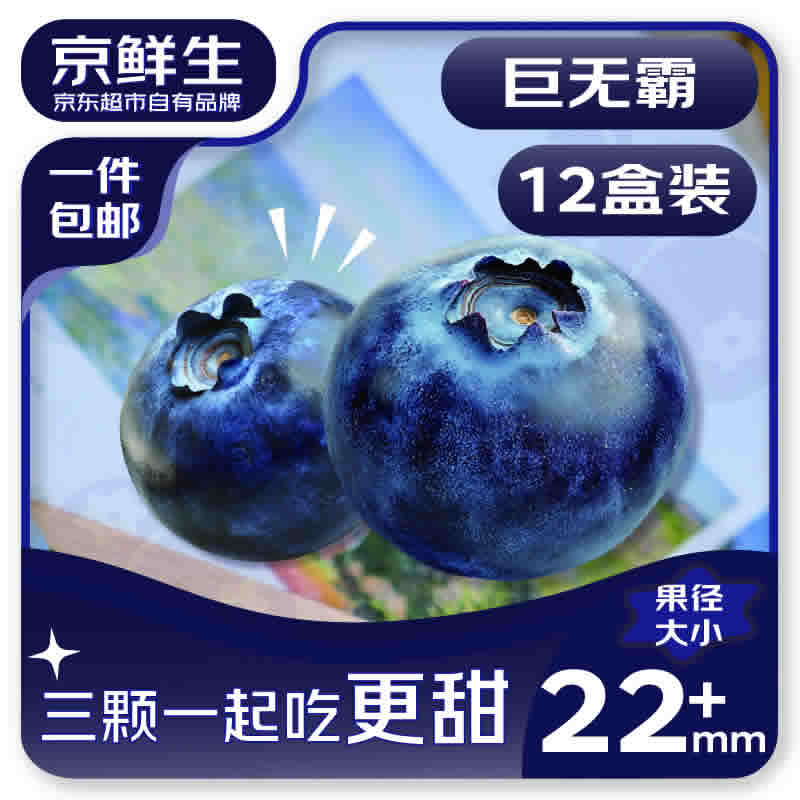 京鲜生 云南蓝莓 12盒22mm+装 125g/盒 
