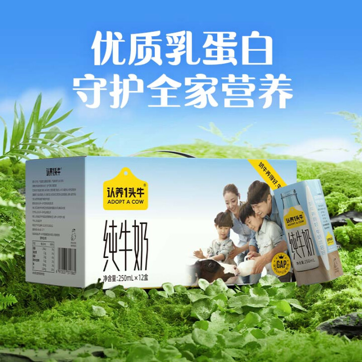 认养一头牛 全脂纯牛奶250ml*12盒*2箱