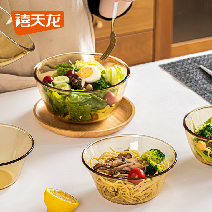禧天龙 高硼硅玻璃碗三件套760ml+1095ml+1595ml