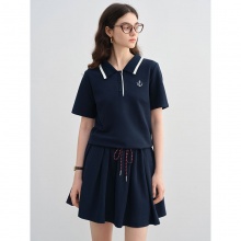 独束大码女装 学院风POLO连衣裙