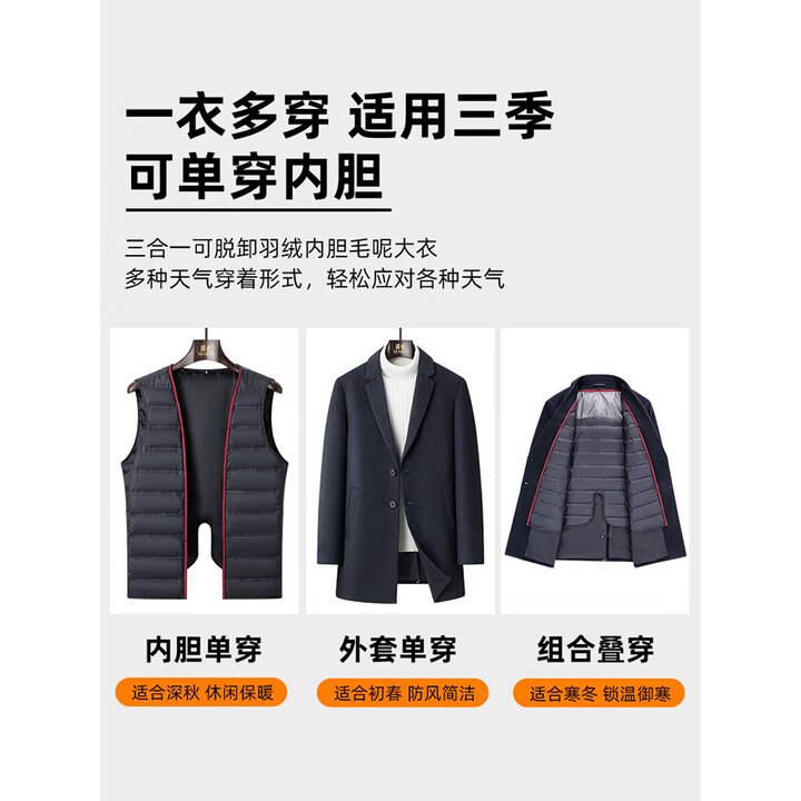 罗蒙 男中长款毛呢大衣