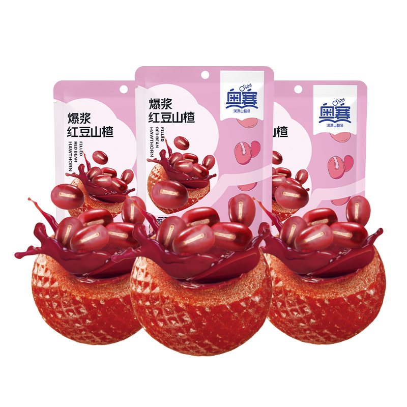 奥赛 爆浆山楂球红豆味105g*3袋装
